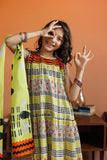 KAD-03125 | Fawn & Multicolor | Casual 3 Piece Suit | Cotton Lawn Printed