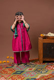 Kids formal clothes | Shocking Pink & Multicolor | Formal 3 Piece Suit | Viscose Chambray Katan | KDD-03234