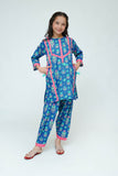 Kids Casual Dress | Blue & MultiColor | casual 2 Piece Suit | Cotton Digital Lawn Printed | KAC-03542
