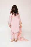 Kids Casual Dress | Pink & Gold | Casual Plus 3 Piece Suit | Cotton Plain with Banarsi Borders | KBD-03448