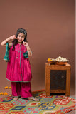 Kids formal clothes | Shocking Pink & Multicolor | Formal 3 Piece Suit | Viscose Chambray Katan | KDD-03234