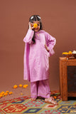 Kids Eid Dress | Pink & Gold | Casual Plus 3 Piece Suit | Cotton Jacquard Masuri | KBD-03316