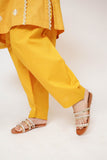 Girls Eid Dress | Mustard & Multicolor | Casual 3 Piece Suit | Cotton Plain Embroidery | GAD-03415