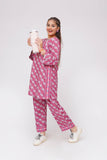 Girls Winter Dress | Magenta & Multicolor | Casual 2 Piece Suit  | Cotton Khaddar Print | GAC-03577