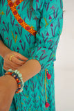 Girls Eid Dress | S.Green & Multicolor | Casual Maxi | Cotton Lawn Printed | GAA-03476