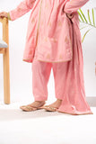 Kids Eid Dress | Peach & Gold | Casual Plus 3 Piece Suit | Cotton Jacquard | KBD-03398