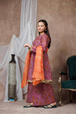 Girls formal clothes | Purple & Multicolor | Formal 3 Piece Suit  | Cotton Shamray | GDD-03138