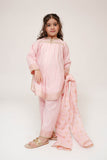 Kids Casual Dress | Pink & Gold | Casual Plus 3 Piece Suit | Cotton Plain with Banarsi Borders | KBD-03448