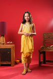 Kids Eid Dress | Mustard & Multicolor | Casual Plus 3 Piece suit | Cotton Plain | KBD-03325
