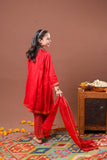Kids formal clothes | Red & Gold | Formal 3 Piece Suit | Viscose Raw-Silk | KDD-03241