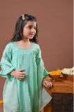 Kids Eid Dress | S.Green & Gold | Casual Plus 3 Piece Suit | Cotton Jacquard Masuri | KBD-03315