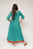 Girls Eid Dress | S.Green & Multicolor | Casual Maxi | Cotton Lawn Printed | GAA-03476