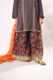 Girls formal clothes | Dark Grey & Multicolor | Formal 3 Piece Suit  |  Organza By Cotton | GDD-03009