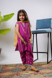 Kids Eid Dress | Magenta & Multicolor | Casual Plus 3 Piece Suit | Cotton Lawn Gold Printed | KDD-03184