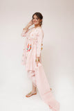 Girls Casual Dress | Light Pink & Multicolor | Casual 3 Piece Suit | Cotton Plain Embroidery | GAD-03414