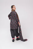 Girls Winter Dress | Black & Multicolor | Casual 3 Piece Suit  | Cotton Karandi Printed | GAD-03636