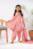 Kids Eid Dress | Peach & Gold | Casual Plus 3 Piece Suit | Cotton Jacquard | KBD-03398