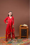 Kids formal clothes | Red & Gold | Formal 3 Piece Suit | Viscose Raw-Silk | KDD-03241