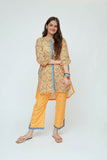 Girls Summer Clothing | Mustard & Multicolor | Casual 2 Piece Suit  | Cotton Digital Lawn Printed | GAD-03527
