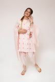 Girls Casual Dress | Light Pink & Multicolor | Casual 3 Piece Suit | Cotton Plain Embroidery | GAD-03414