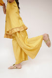 Kids Casual Dress | Mustard & Gold | Casual Plus 3 Piece Suit | Cotton Plain with Banarsi Borders | KBD-03447