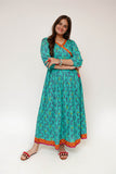 Girls Eid Dress | S.Green & Multicolor | Casual Maxi | Cotton Lawn Printed | GAA-03476