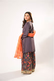 Girls formal clothes | Dark Grey & Multicolor | Formal 3 Piece Suit  |  Organza By Cotton | GDD-03009