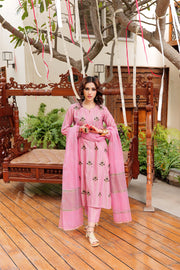 LBD-02561 | Pink & Black | Casual plus 3 Piece Suit  | Cotton Yarn dyed Jacquard