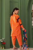 KAD-03131 | Orange & Multicolor | Casual 3 Piece Suit | Cotton Lawn Printed