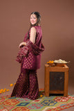 Girls formal clothes | Magenta & Gold | Formal 3 Piece Suit  | Viscose Raw-Silk | GDD-03256