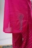 Kids Eid Dress | Shocking Pink & Multicolor | Casual 2 Piece Suit | Cotton Plain Cambric | KAC-03273