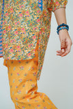 Girls Summer Clothing | Mustard & Multicolor | Casual 2 Piece Suit  | Cotton Digital Lawn Printed | GAD-03527