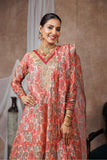 Women Formal Clothes | Baige & Multicolor | Formal 3 Piece Suit | Fancy Fabric Oraganza By Cotton | LDD-03127