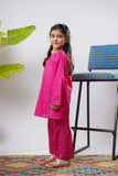 Kids Eid Dress | Shocking Pink & Multicolor | Casual 2 Piece Suit | Cotton Plain Cambric | KAC-03273