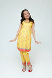 Kids Casual Dress | Perrot Green & MultiColor | Casual 2 Piece Suit | Cotton Digital Lawn Printed | KAC-03543