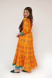 Girls Eid Dress | Yellow & Multicolor | Casual Maxi | Cotton Lawn Printed | GAA-03477
