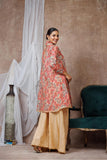Women Formal Clothes | Baige & Multicolor | Formal 3 Piece Suit | Fancy Fabric Oraganza By Cotton | LDD-03127