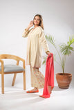 Girls Casual Dress | Fawn & Multicolor | Casual Plus 3 Piece Suit  | Cotton Self Dobby | GBD-03402