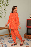 KAC-02959 | Orange & Multicolor | Casual 2 Piece Suit | Polyester Swiss Lawn