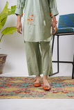 Girls Eid Dress | Light Green & Multicolor | Casual 2 Piece Suit  | Cotton Plain Cambric | GAC-03276