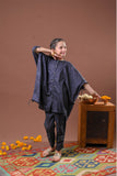 Kids Eid Dress | Black & Multicolors | Casual 2 Piece Suit | Cotton Plain Cambric | KAC-03262