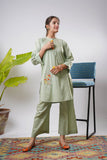 Girls Eid Dress | Light Green & Multicolor | Casual 2 Piece Suit  | Cotton Plain Cambric | GAC-03276