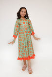 Kids Casual Maxi  | S. Green & Multicolor | Casual Maxi | Cotton Lawn Printed | KAA-03482