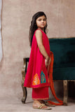 KDD-03107 | Shocking Pink & Multicolor | Formal 3 Piece Suit | Viscose Raw-Silk