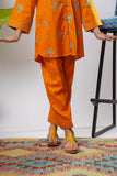 Kids Eid Dress | Orange & Multicolor | Casual 2 Piece Suit | Cotton Plain Cambric | KAC-03274