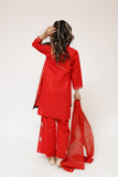 Kids Casual Dress | Red & Multicolor | Casual 3 Piece Suit | Cotton Plain Embroidery | KAD-03421
