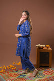 Girls Eid Dress | Blue & Multicolor | Casual 2 Piece Suit  | Cotton Plain Cambric | GAC-03267