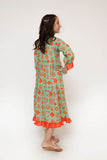 Kids Casual Maxi  | S. Green & Multicolor | Casual Maxi | Cotton Lawn Printed | KAA-03482