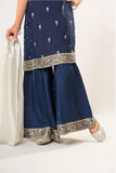 Kids formal clothes | Blue & Multicolor | Formal 3 Piece Suit | Viscose Raw-Silk | KDD-03105