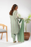 Women Eid Dress | Sea Green & Multicolor | Casual Plus 3 Piece Suit | Cotton Dobby Gold | LBD-03404